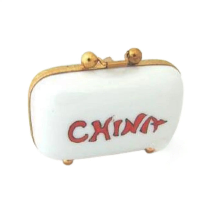 China Travel Suitcase for Collectors Porcelain Limoges Travel French Trinket Box