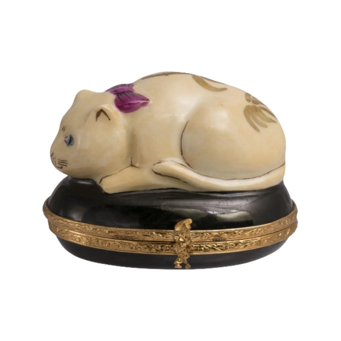 Chinese Cat Limoges Box for Cat Lovers Porcelain Limoges Cat French Trinket Box