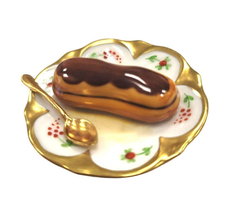 Chocolate Napolean Dessert on Gold Trim Plate - Rare Limoges Box Porcelain Figurine-food LIMOGES BOXES-CH20102