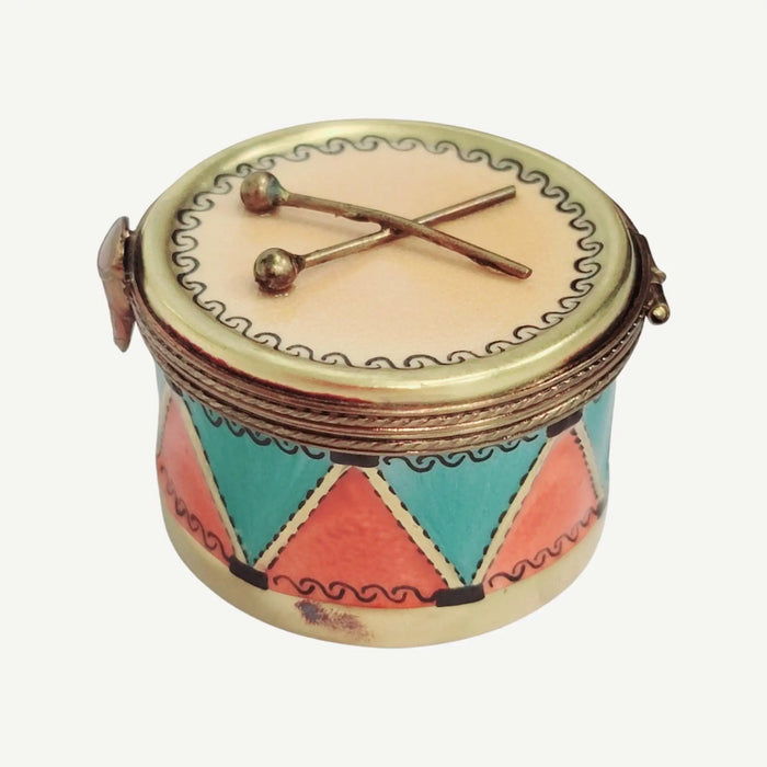 Christmas Drum Limoges Box for Holiday Collectors Porcelain Limoges xmas French Trinket Box