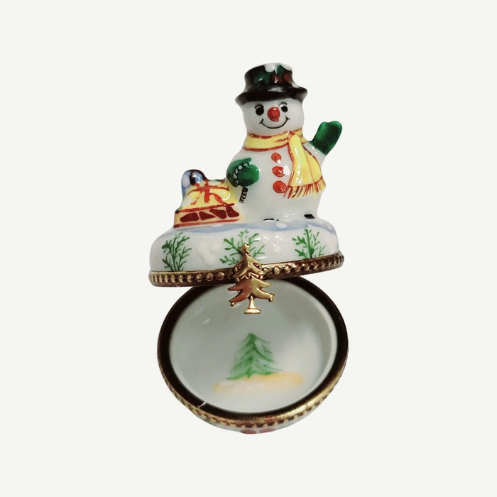 Christmas Snowman Box for Holiday Cheer Porcelain Limoges snowman French Trinket Box