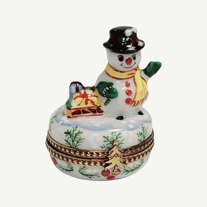 Christmas Snowman Box for Holiday Cheer Porcelain Limoges snowman French Trinket Box