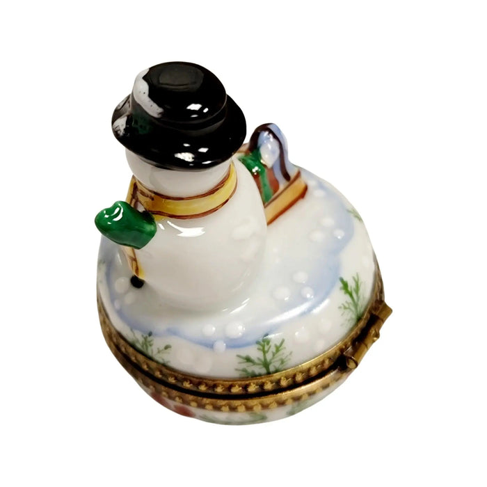 Christmas Snowman Box for Holiday Cheer Porcelain Limoges snowman French Trinket Box