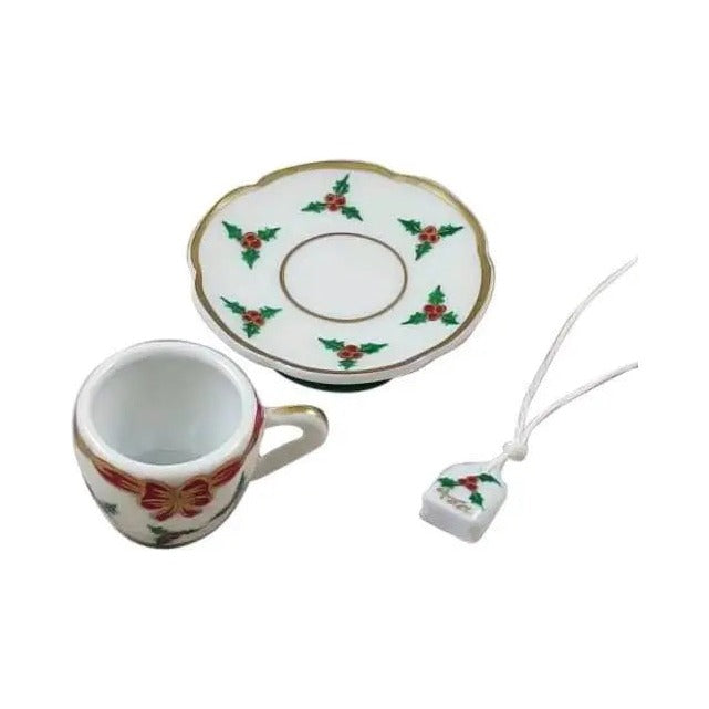 Hand-painted Christmas Teacup with Tea Limoges box, French artistry for lovers of fine art