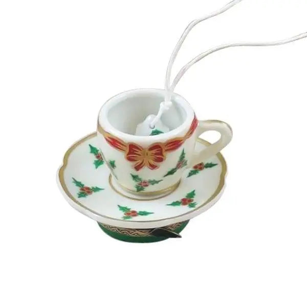 Christmas Teacup Delight for Holiday Cheer Porcelain Limoges Xmas Theme China French Trinket Box