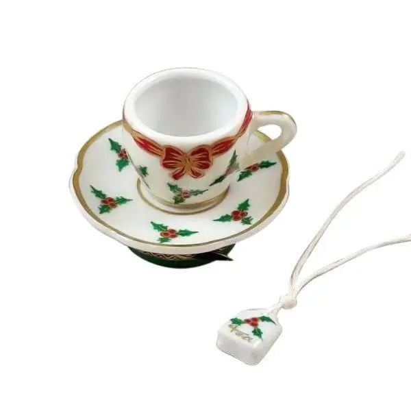 Christmas Teacup Delight for Holiday Cheer Porcelain Limoges Xmas Theme China French Trinket Box