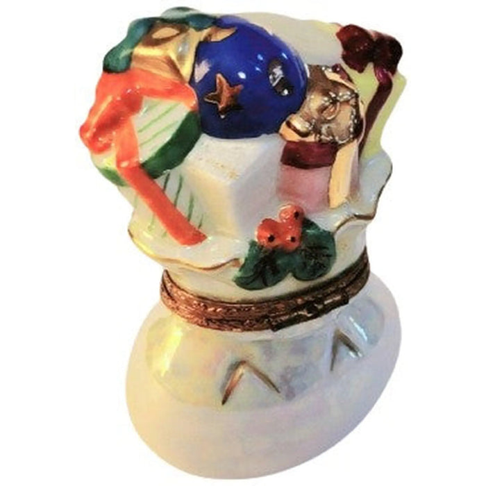 Christmas Toy Bag Delight Porcelain Limoges xmas theme French Trinket Box