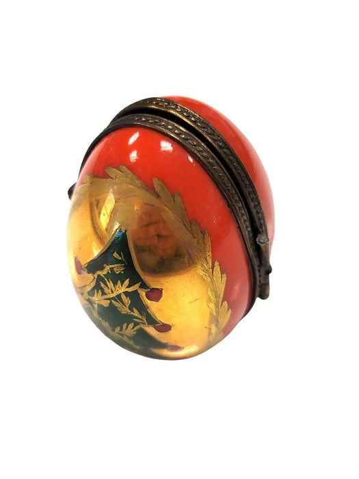 Christmas Tree Egg Limoges Picture Frame for Holiday Decor Porcelain Limoges xmas egg French Trinket Box