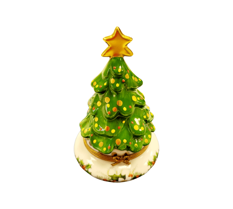 Christmas Tree w Magnolias Limoges Box Porcelain Figurine-Christmas Tree-CH1R246