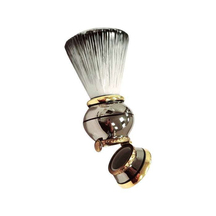Chrome Shaving Brush Box for Grooming Enthusiasts Porcelain Limoges fashion limoges boxes French Trinket Box