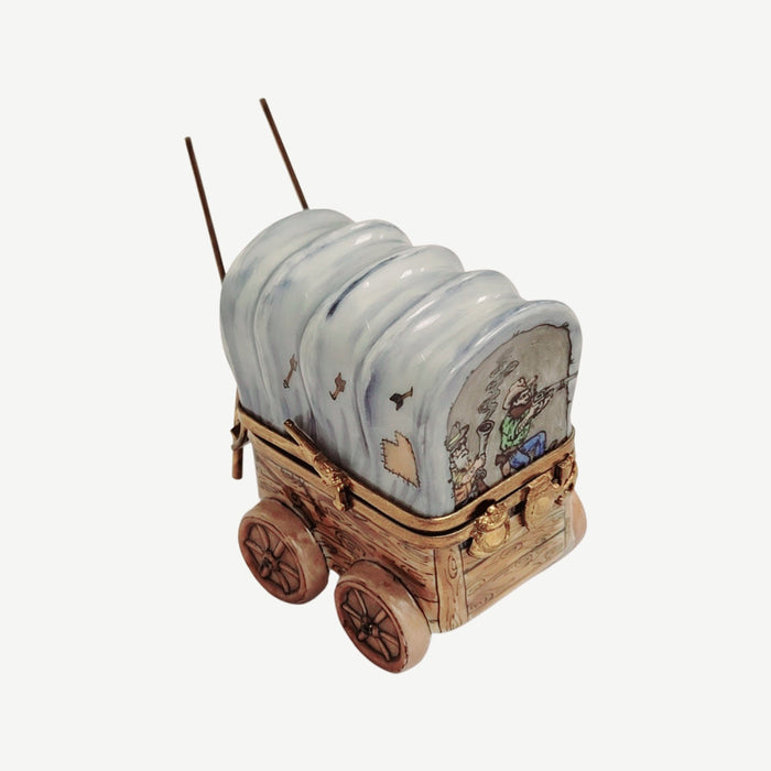 Chuck Wagon Old West American Limoges Box Porcelain Figurine-united states vehicle-CH3S279