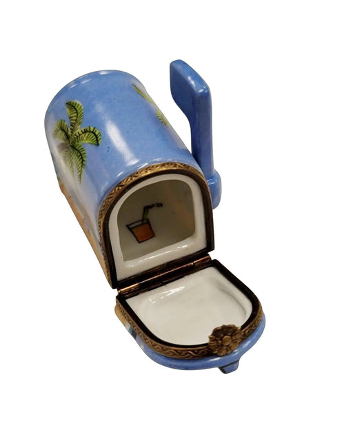 Coastal Elegance Mailbox Figurine for Beach Lovers Porcelain Limoges home beach French Trinket Box