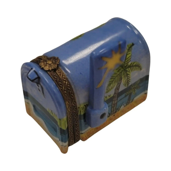 Artisan-painted Beach House Mailbox Limoges box from France, a cherished collectible