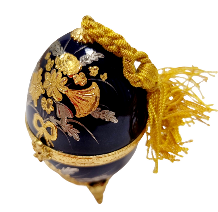 Cobalt Blue Elegance Perfume Holder for Luxury Collectors Porcelain Limoges Perfume egg French Trinket Box