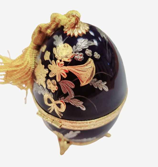 Cobalt Blue Elegance Perfume Holder for Luxury Collectors Porcelain Limoges Perfume egg French Trinket Box