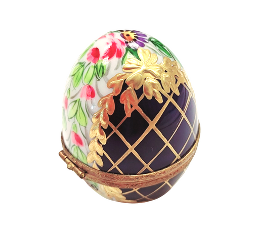 Cobalt Blue Gold Egg for Elegant Collectors Porcelain Limoges traditional egg French Trinket Box