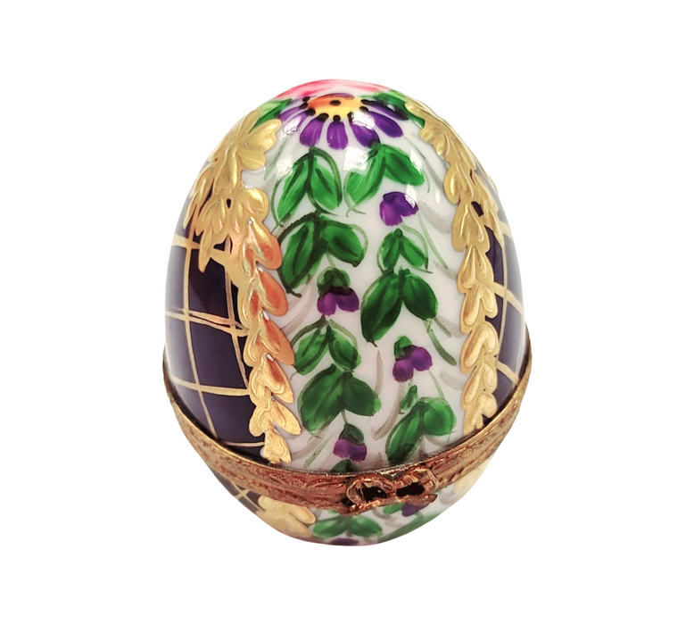 Cobalt Blue Gold Egg for Elegant Collectors Porcelain Limoges traditional egg French Trinket Box