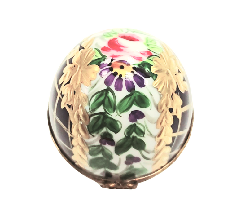 Cobalt Blue Gold Egg for Elegant Collectors Porcelain Limoges traditional egg French Trinket Box