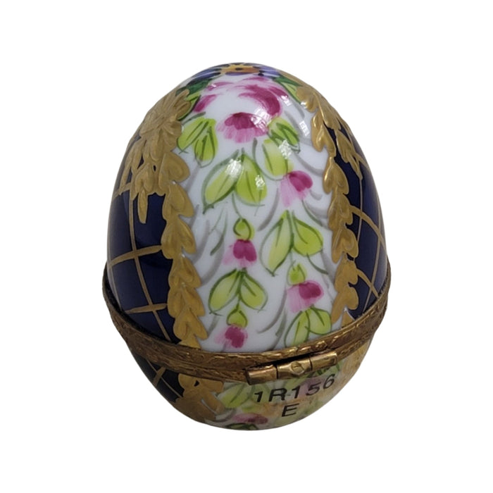 Cobalt Blue Gold Egg for Elegant Collectors Porcelain Limoges traditional egg French Trinket Box