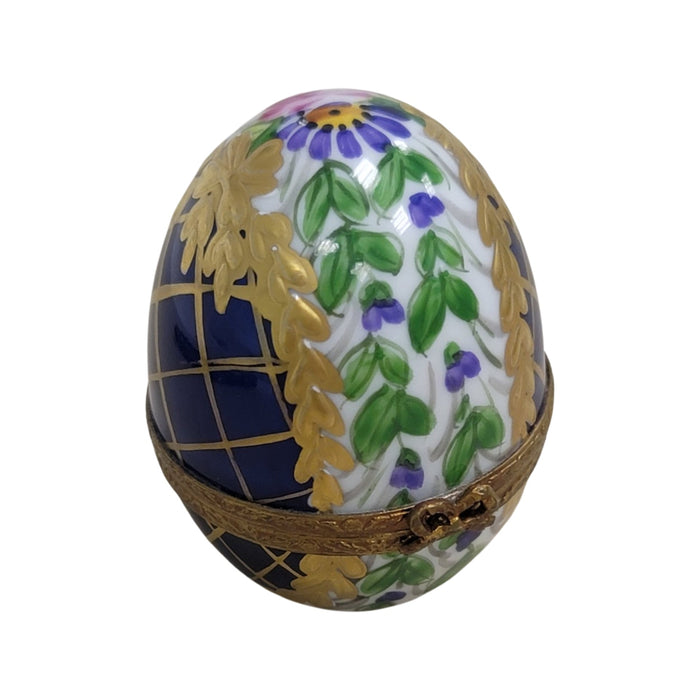 Cobalt Blue Gold Egg for Elegant Collectors Porcelain Limoges traditional egg French Trinket Box