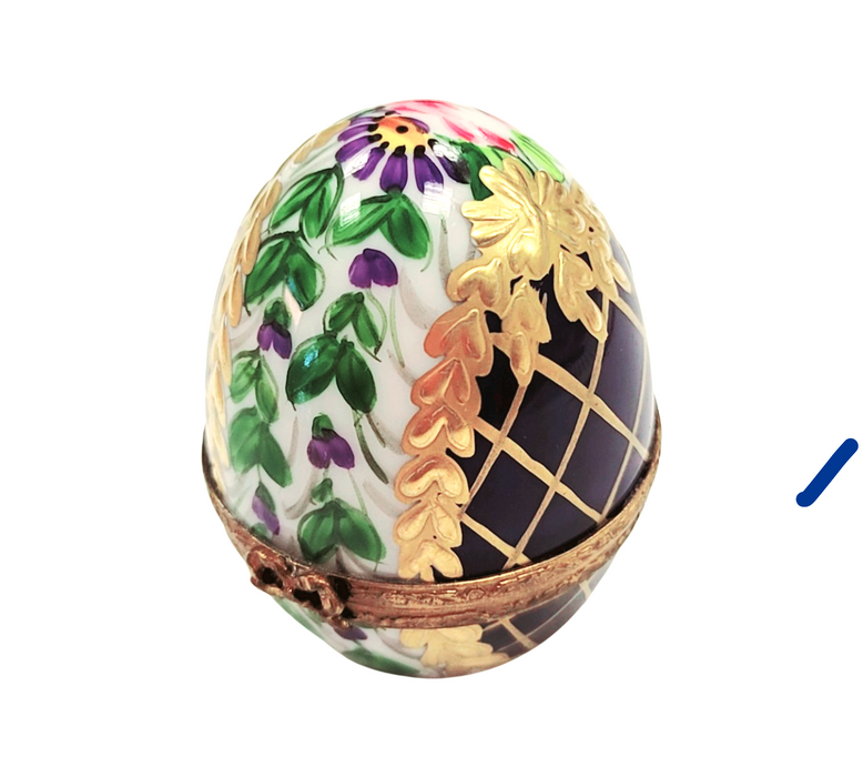 Cobalt Blue Gold Egg for Elegant Collectors Porcelain Limoges traditional egg French Trinket Box