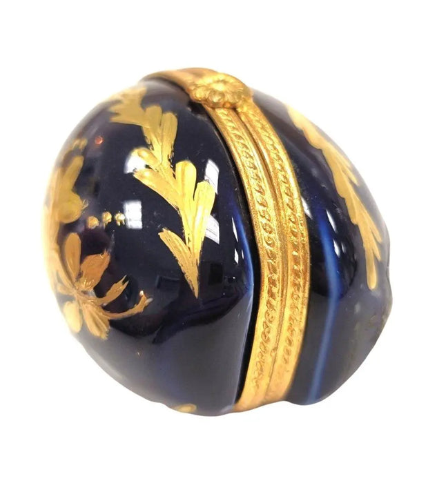 Cobalt Blue Egg Gold Limoges Picture Frame for Elegant Home Decor Porcelain Limoges egg French Trinket Box