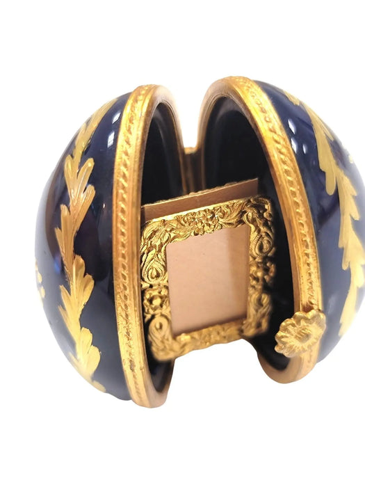 Cobalt Blue Egg Gold Limoges Picture Frame for Elegant Home Decor Porcelain Limoges egg French Trinket Box