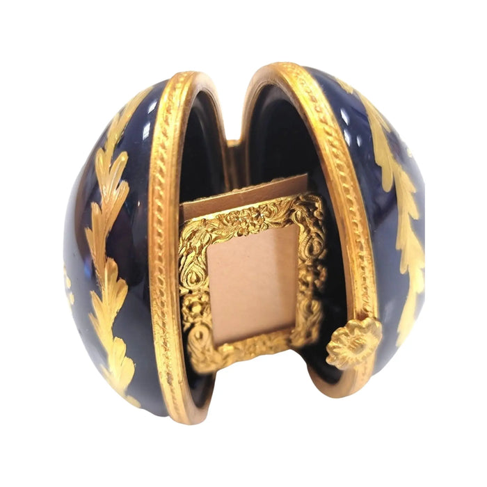 Cobalt Blue Egg Gold Limoges Picture Frame for Elegant Home Decor Porcelain Limoges egg French Trinket Box