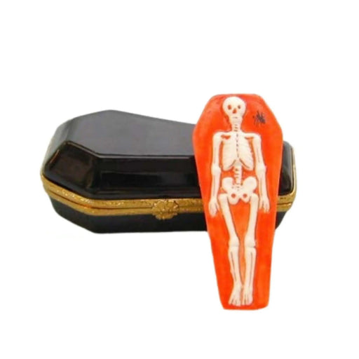 Skeleton Coffin for Halloween Decor Porcelain Limoges Halloween French Trinket Box