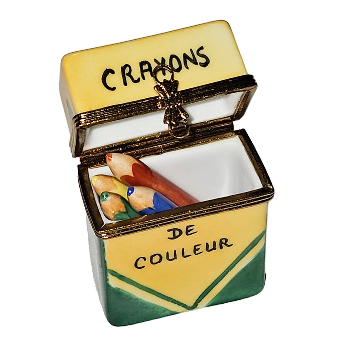 Colorful Crayon Box Figurine for Creative Gift Porcelain Limoges fine art Baby French Trinket Box