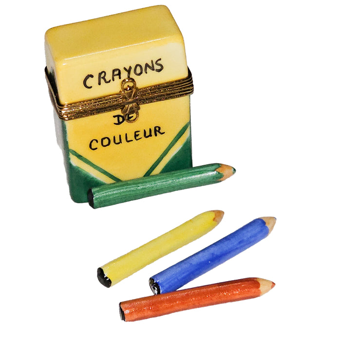 Colorful Crayon Box Figurine for Creative Gift Porcelain Limoges fine art Baby French Trinket Box