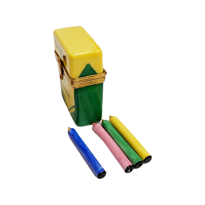 Colorful Crayon Box Figurine for Creative Gift Porcelain Limoges fine art Baby French Trinket Box