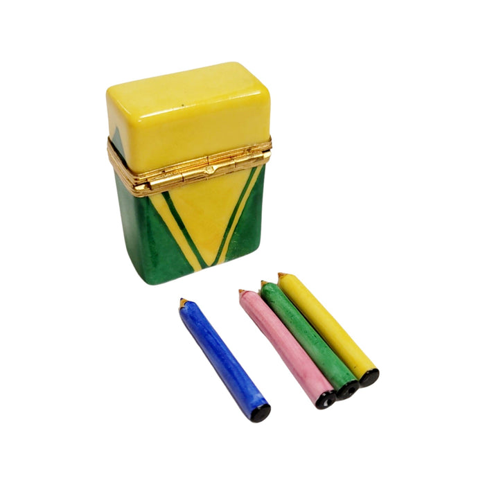 Colorful Crayon Box Figurine for Creative Gift Porcelain Limoges fine art Baby French Trinket Box