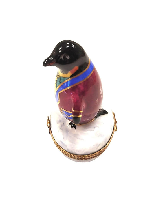 Colorful Tuxedo Penguin Figurine for Elegant Collectors Porcelain Limoges xmas bird birds special winter travel French Trinket Box