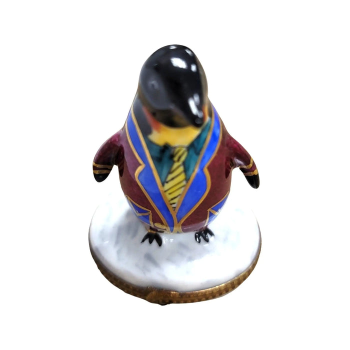 Colorful Tuxedo Penguin Figurine for Elegant Collectors Porcelain Limoges xmas bird birds special winter travel French Trinket Box