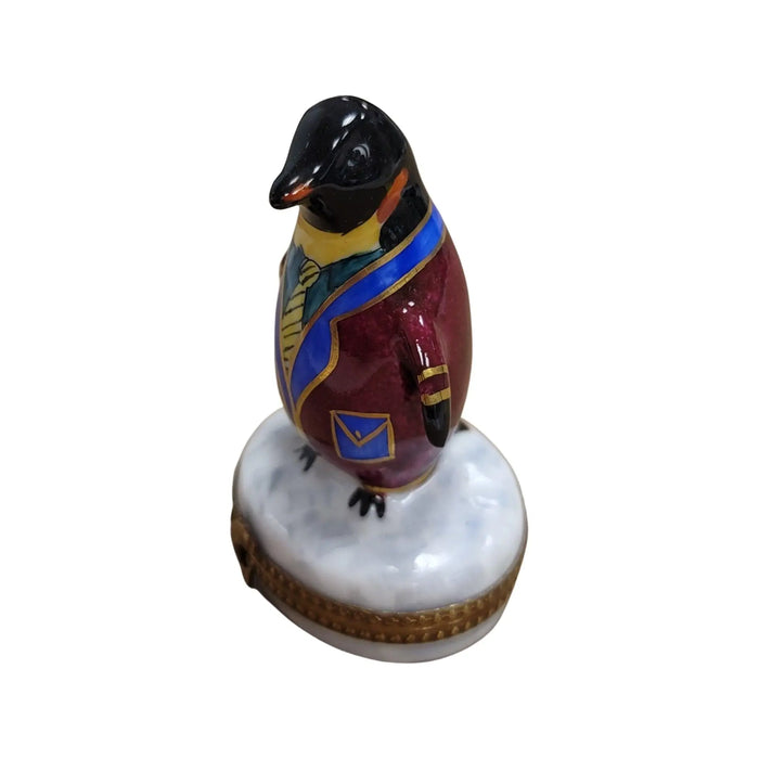 Colorful Tuxedo Penguin Figurine for Elegant Collectors Porcelain Limoges xmas bird birds special winter travel French Trinket Box