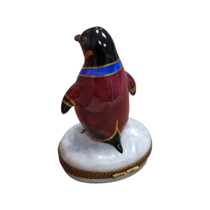 Colorful Tuxedo Penguin Figurine for Elegant Collectors Porcelain Limoges xmas bird birds special winter travel French Trinket Box
