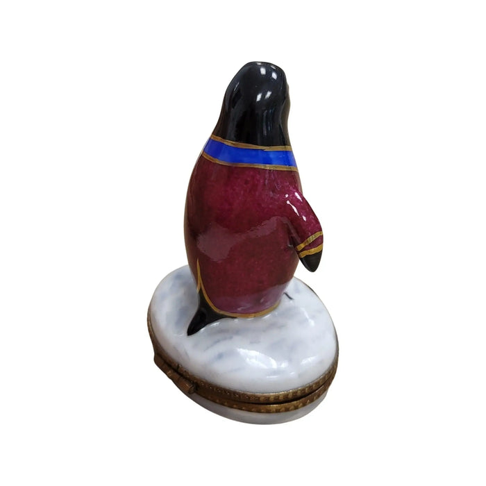 Colorful Tuxedo Penguin Figurine for Elegant Collectors Porcelain Limoges xmas bird birds special winter travel French Trinket Box