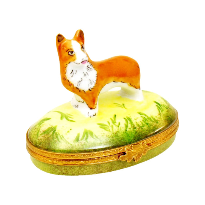 Corgi Dog Limoges Box for Dog Lovers Porcelain Limoges Dog French Trinket Box