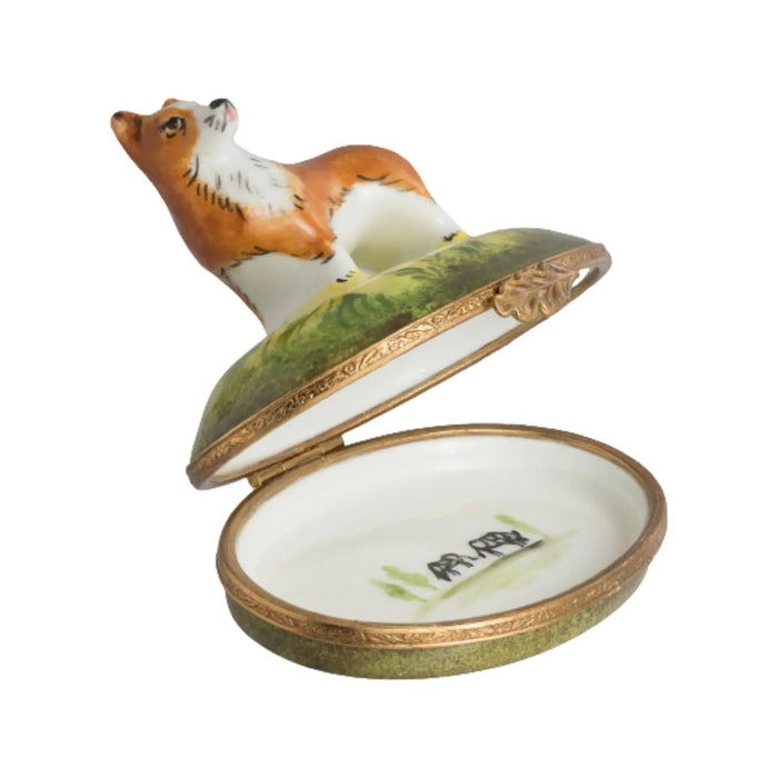 Corgi Dog Limoges Box for Dog Lovers Porcelain Limoges Dog French Trinket Box