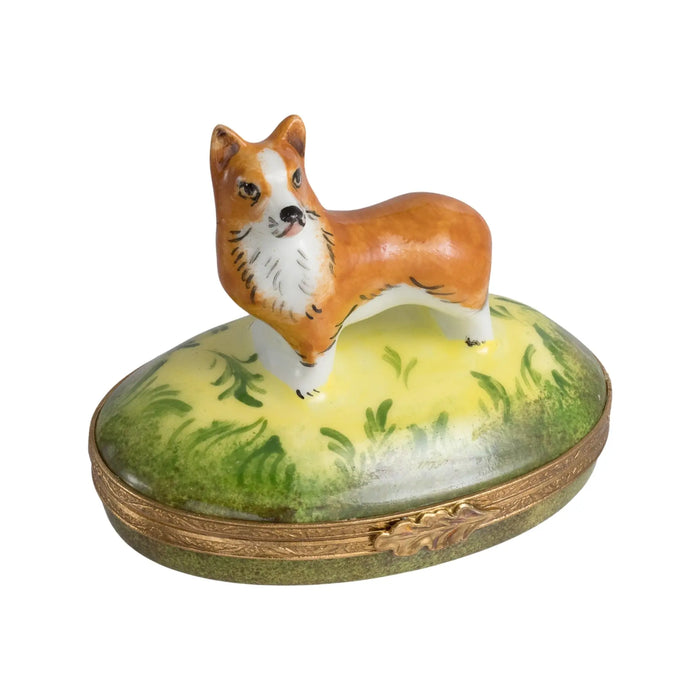 Corgi Dog Limoges Box for Dog Lovers Porcelain Limoges Dog French Trinket Box