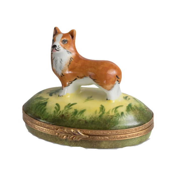 Corgi Dog Limoges Box for Dog Lovers Porcelain Limoges Dog French Trinket Box