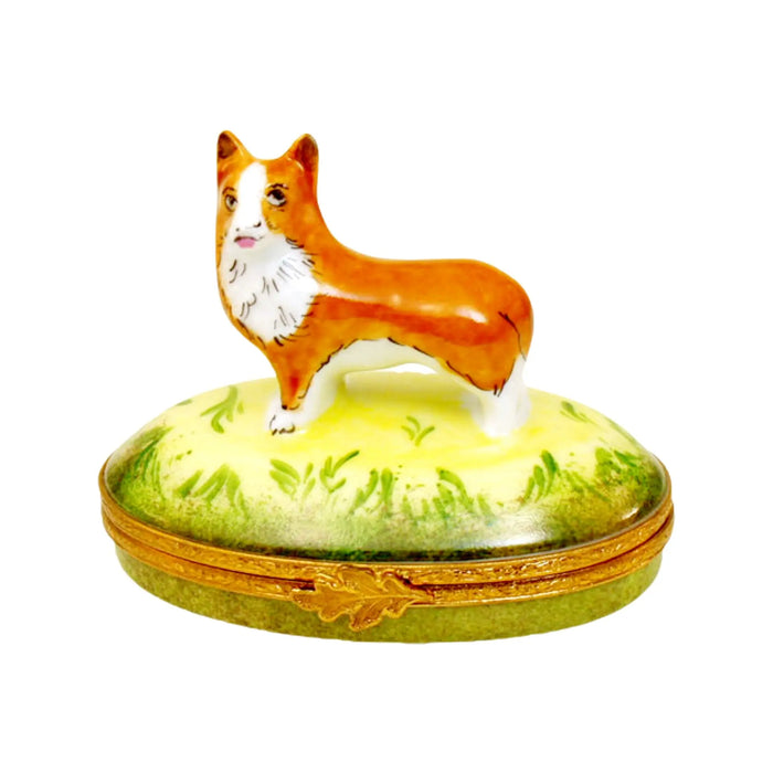 Corgi Dog Limoges Box for Dog Lovers Porcelain Limoges Dog French Trinket Box