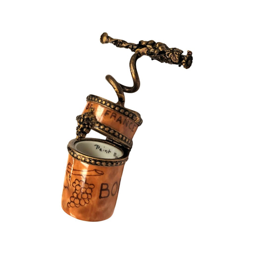 Cork Screw Limoges Box for Wine Lovers Porcelain Limoges spirits champagne wine French Trinket Box