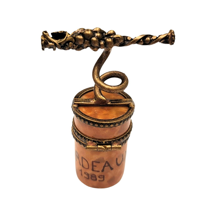 Cork Screw Limoges Box for Wine Lovers Porcelain Limoges spirits champagne wine French Trinket Box