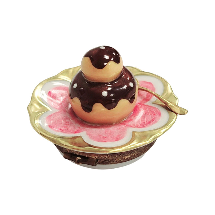 Cream Puff Delight for Dessert Lovers Porcelain Limoges Dessert French Trinket Box