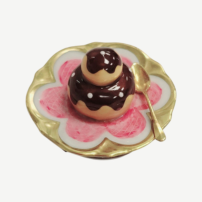 Cream Puff Delight for Dessert Lovers Porcelain Limoges Dessert French Trinket Box