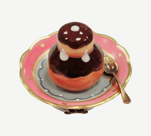 Cream Puff on Plate Limoges Box Porcelain Figurine-food LIMOGES BOXES-CH1R123