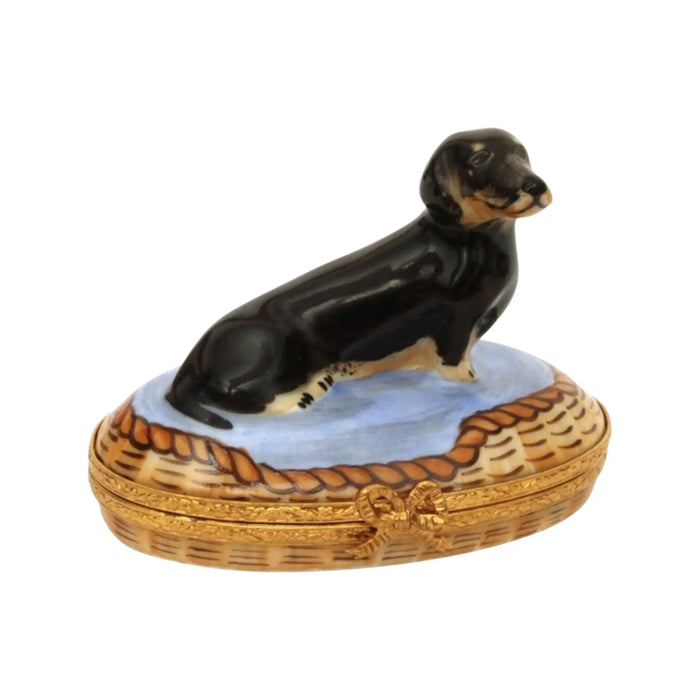 Dachshund Limoges Box for Dog Lovers Porcelain Limoges Dog French Trinket Box