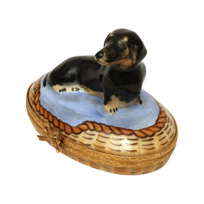 Dachshund Limoges Box for Dog Lovers Porcelain Limoges Dog French Trinket Box